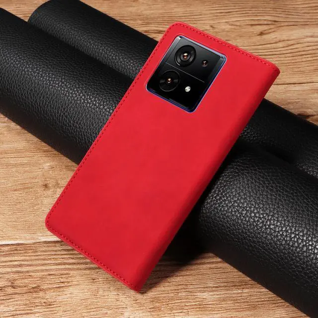 Alt view image 6 of 7 - BONAEVER Case for Xiaomi Redmi Note 13 5G Premium PU Leather Phone Cover with Card Holder Stand, Shockproof Flip Wallet Cover Red