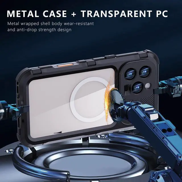 Alt view image 7 of 7 - BONAEVER for iPhone 16 Pro Max 6.9 inch Waterproof Case Compatible with MagSafe, Magnetic Waterproof Metal Full Body IP68 Underwater Case Built-in Screen Protector Military Grade Shockproof Cover