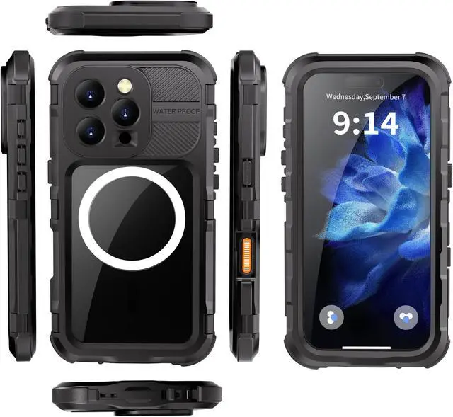 Alt view image 7 of 7 - BONAEVER for iPhone 16 Pro 6.3 inch Waterproof Case Compatible with MagSafe, Magnetic Waterproof Metal Full Body IP68 Underwater Case Built-in Screen Protector Military Grade Shockproof Cover