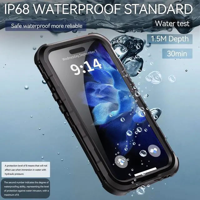 Alt view image 2 of 7 - BONAEVER for iPhone 16 Pro 6.3 inch Waterproof Case Compatible with MagSafe, Magnetic Waterproof Metal Full Body IP68 Underwater Case Built-in Screen Protector Military Grade Shockproof Cover