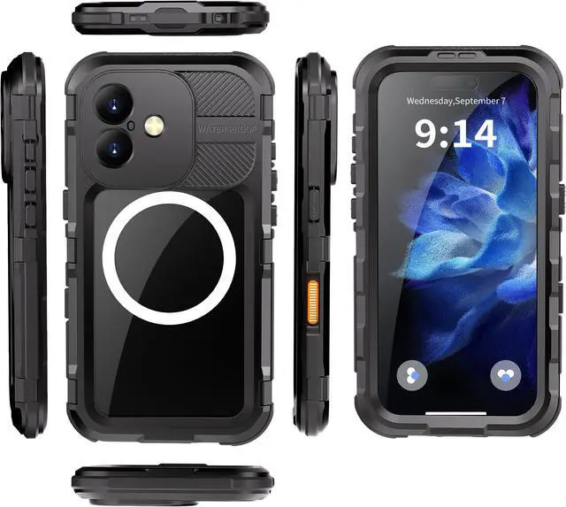 Alt view image 7 of 7 - BONAEVER for iPhone 16 6.1 inch Waterproof Case Compatible with MagSafe, Magnetic Waterproof Metal Full Body IP68 Underwater Case Built-in Screen Protector Military Grade Shockproof Cover