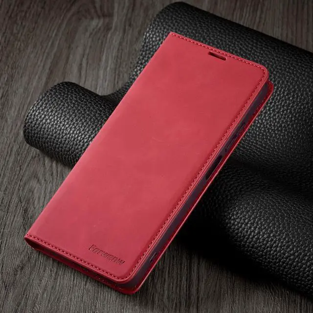 Alt view image 6 of 7 - BONAEVER Case for Xiaomi Poco X4 Pro 5G Premium PU Leather Phone Cover with Card Holder Stand, Shockproof Flip Wallet Cover Red