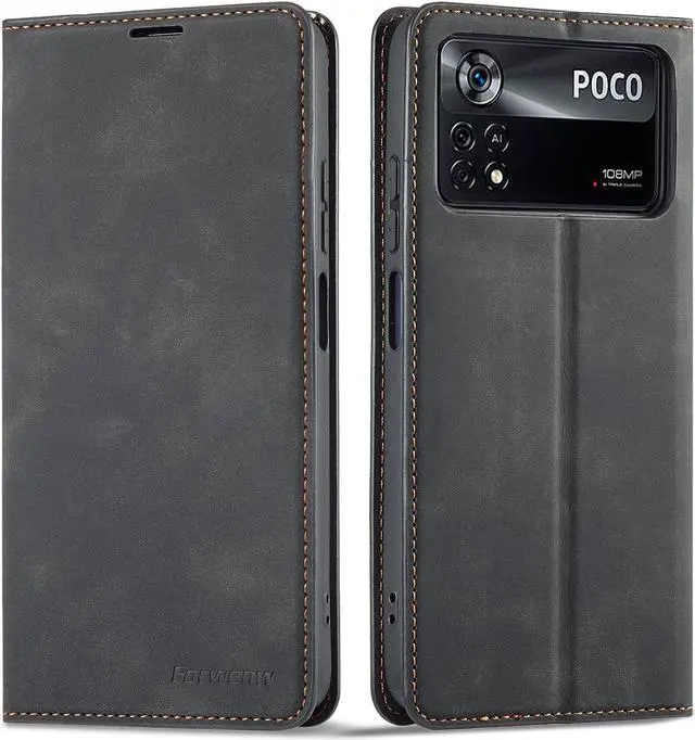 Main image of BONAEVER Case for Xiaomi Poco M4 Pro 4G (Not 5G) Premium PU Leather Phone Cover with Card Holder Stand, Shockproof Flip Wallet Cover