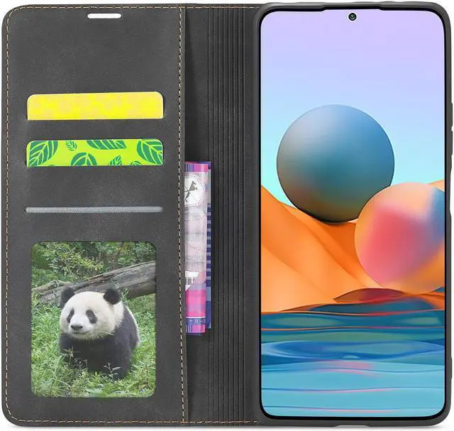 Alt view image 4 of 7 - BONAEVER Case for Xiaomi Redmi Note 11T Pro / Note 11T Pro Plus 5G / Poco X4 GT 5G Premium PU Leather Phone Cover with Card Holder Stand, Shockproof Flip Wallet Cover