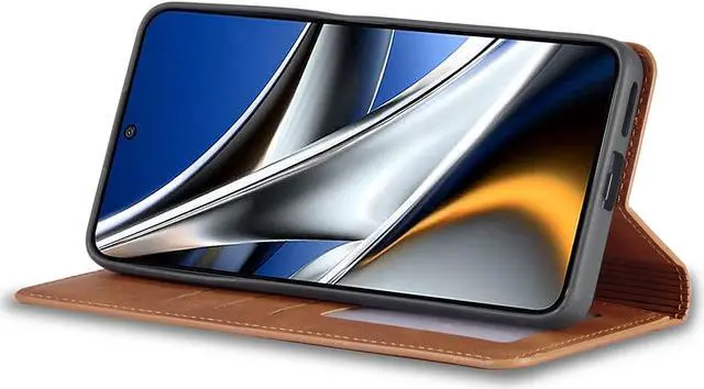 Alt view image 3 of 7 - BONAEVER Case for Xiaomi Poco M4 Pro 4G (Not 5G) Premium PU Leather Phone Cover with Card Holder Stand, Shockproof Flip Wallet Cover Brown