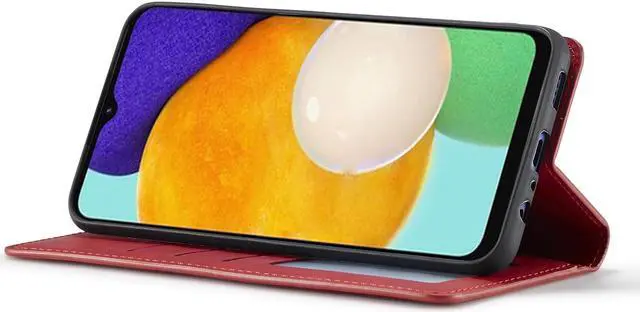 Alt view image 5 of 7 - BONAEVER Case for Samsung Galaxy A55 5G Premium PU Leather Phone Cover with Card Holder Stand, Shockproof Flip Wallet Cover Red