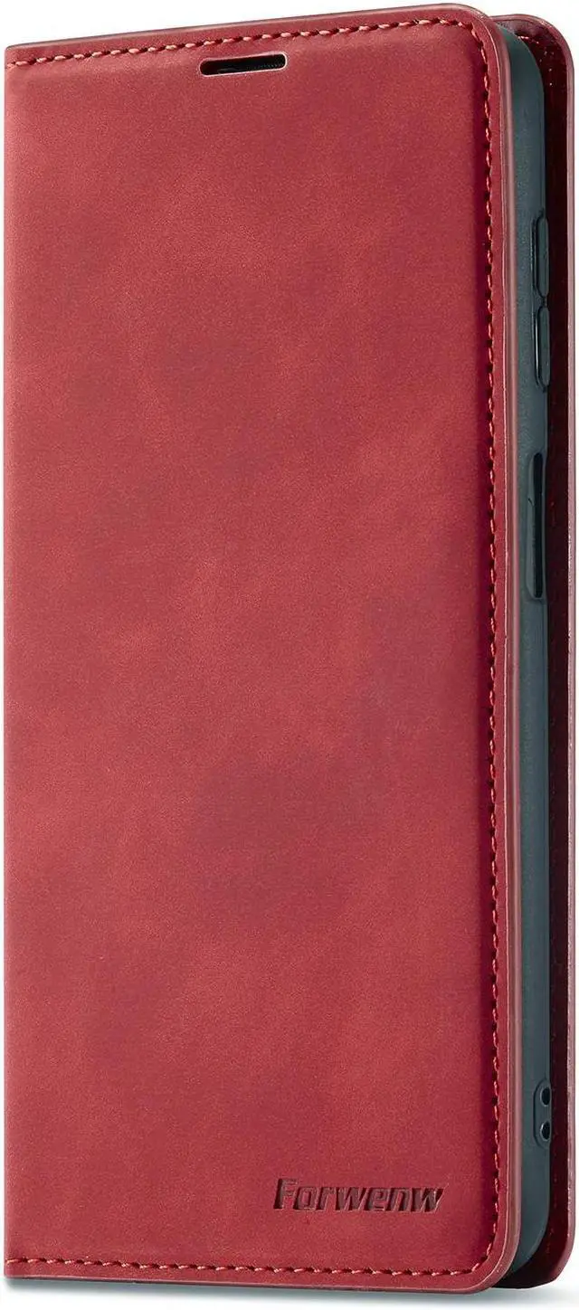 Alt view image 2 of 7 - BONAEVER Case for Samsung Galaxy A55 5G Premium PU Leather Phone Cover with Card Holder Stand, Shockproof Flip Wallet Cover Red