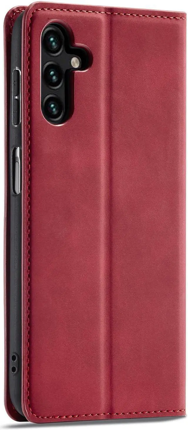 Alt view image 3 of 7 - BONAEVER Case for Samsung Galaxy A55 5G Premium PU Leather Phone Cover with Card Holder Stand, Shockproof Flip Wallet Cover Red