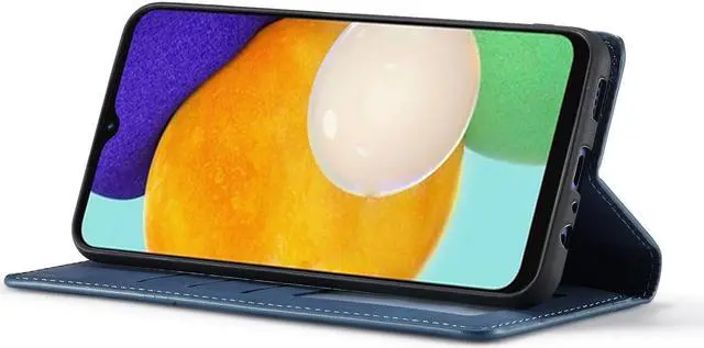 Alt view image 5 of 7 - BONAEVER Case for Samsung Galaxy A35 5G Premium PU Leather Phone Cover with Card Holder Stand, Shockproof Flip Wallet Cover Blue