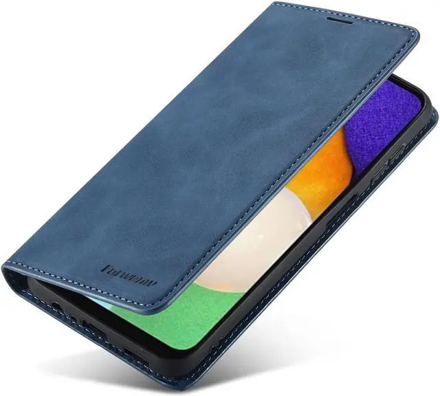 Alt view image 6 of 7 - BONAEVER Case for Samsung Galaxy A35 5G Premium PU Leather Phone Cover with Card Holder Stand, Shockproof Flip Wallet Cover Blue