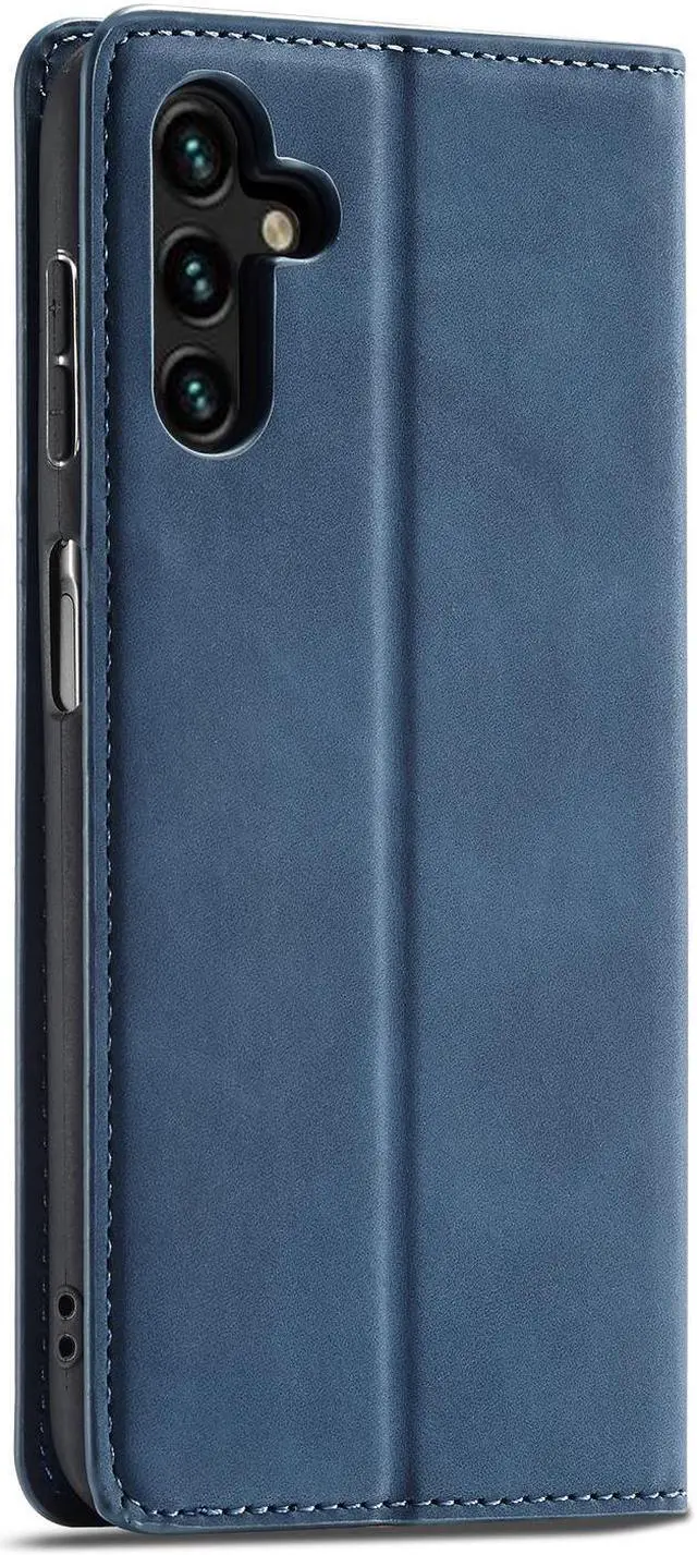 Alt view image 2 of 7 - BONAEVER Case for Samsung Galaxy A35 5G Premium PU Leather Phone Cover with Card Holder Stand, Shockproof Flip Wallet Cover Blue