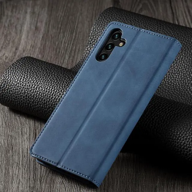 Alt view image 7 of 7 - BONAEVER Case for Samsung Galaxy A35 5G Premium PU Leather Phone Cover with Card Holder Stand, Shockproof Flip Wallet Cover Blue