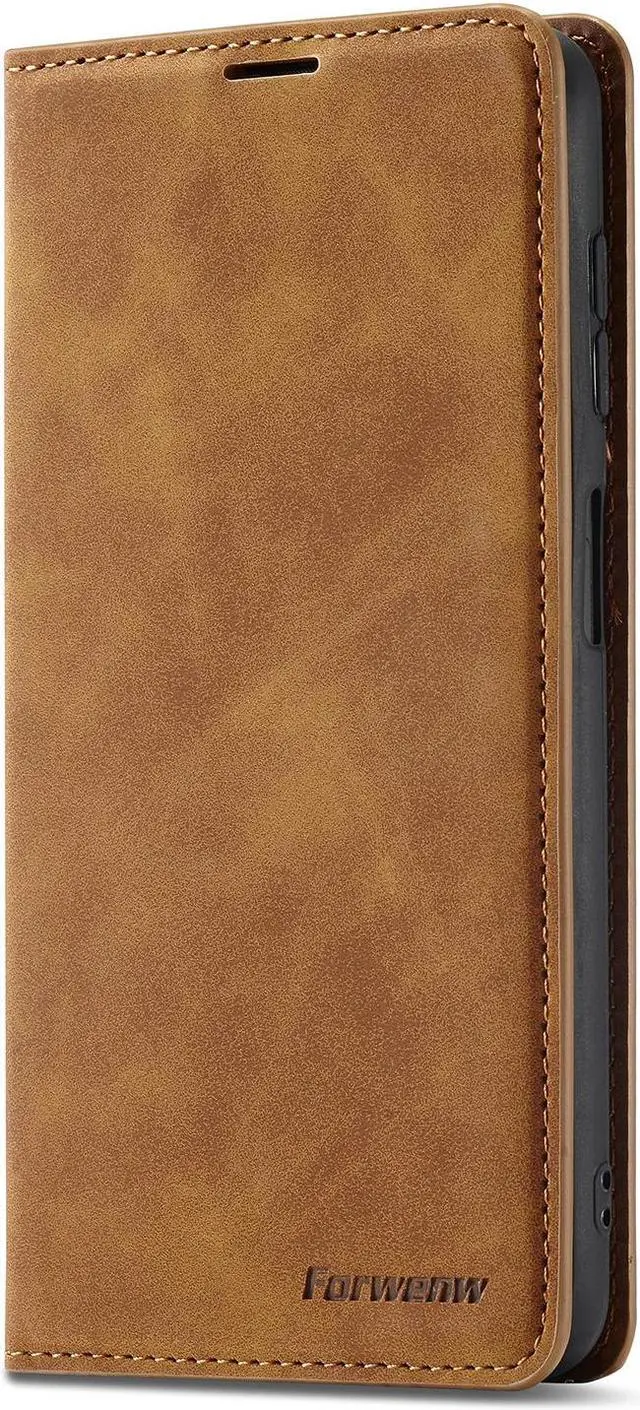Alt view image 3 of 7 - BONAEVER Case for Samsung Galaxy A35 5G Premium PU Leather Phone Cover with Card Holder Stand, Shockproof Flip Wallet Cover Brown