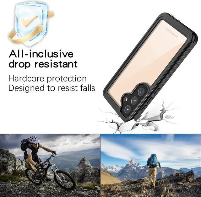 Alt view image 3 of 7 - BONAEVER for Samsung Galaxy S25 Plus Case, IP68 Waterproof with [Built-in Screen Protector] [14FT Military Shockproof] Full Body Heavy Duty Protective Sealed Case for Galaxy S25 Plus, Black