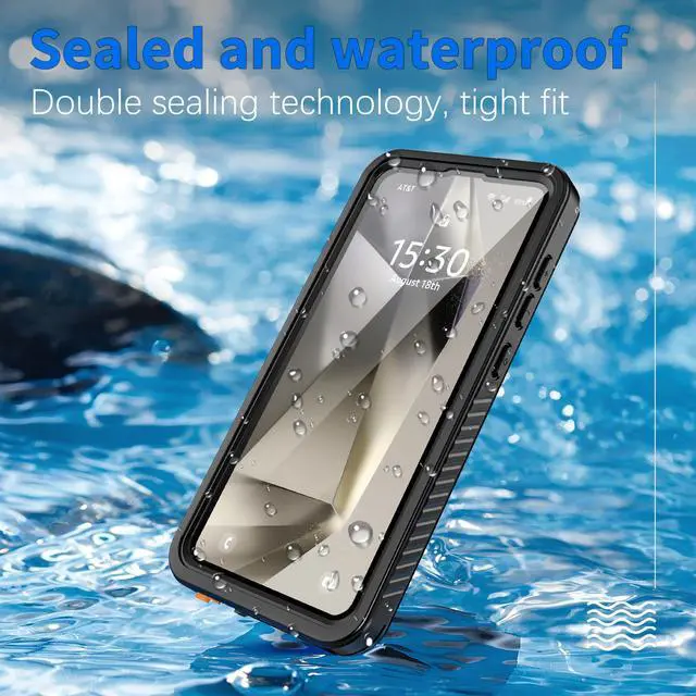 Alt view image 2 of 7 - BONAEVER for Samsung Galaxy S25 Plus Case, IP68 Waterproof with [Built-in Screen Protector] [14FT Military Shockproof] Full Body Heavy Duty Protective Sealed Case for Galaxy S25 Plus, Black
