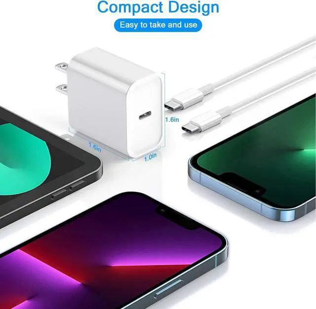 Alt view image 3 of 6 - BONAEVER 30W USB C Fast Charger for iPhone 16/16 Plus/ 16 Pro/16 Pro Max/iPhone 15/15 Plus/15 Pro/15 ProMax/ iPad Pro/Air/Mini, Samsung, Pixel, PD USB C Charger with 6FT Type C to C Cable