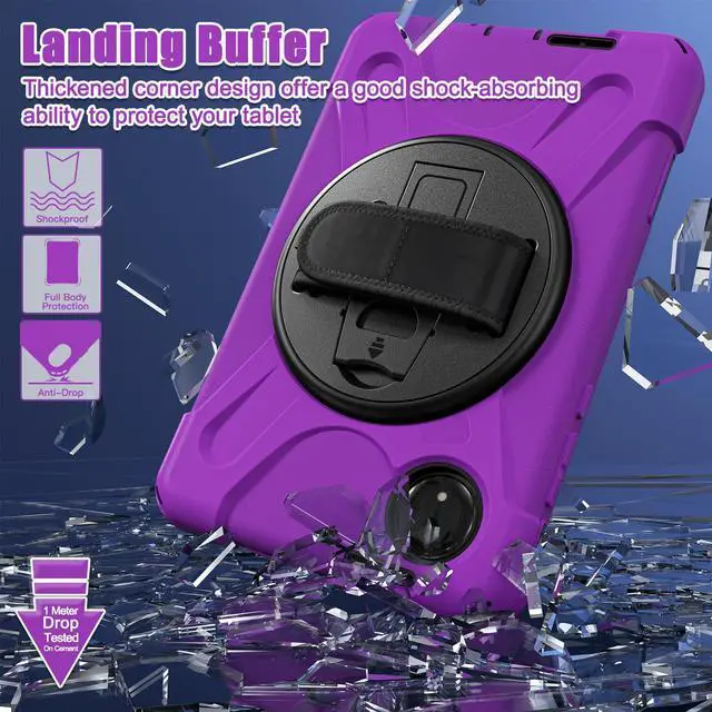 Alt view image 5 of 7 - BONAEVER Case for Xiaomi Redmi Pad SE 8.7 inch 2024, Shockproof Cover with Screen Protector Pencil Holder, 360° Rotating Hand Strap & Stand & Shoulder Strap Purple