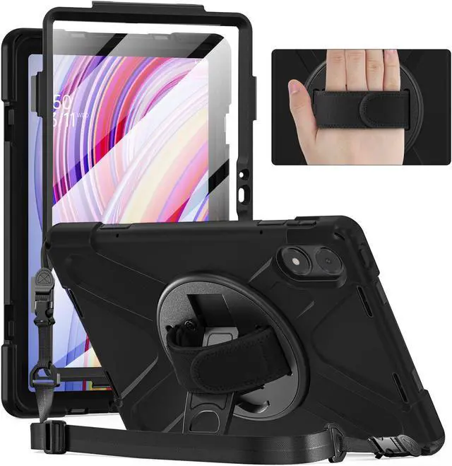 Main image of BONAEVER Case for Xiaomi Redmi Pad Pro 12.1 Inch 2024 / Xiaomi Poco Pad 12.1" Shockproof Cover with Screen Protector Pencil Holder, 360° Rotating Hand Strap & Stand & Shoulder Strap