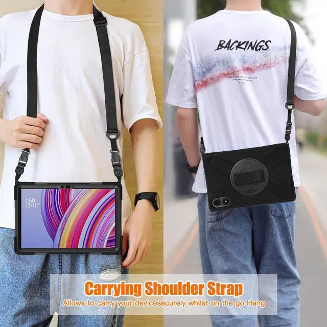 Alt view image 6 of 7 - BONAEVER Case for Xiaomi Redmi Pad Pro 12.1 Inch 2024 / Xiaomi Poco Pad 12.1" Shockproof Cover with Screen Protector Pencil Holder, 360° Rotating Hand Strap & Stand & Shoulder Strap