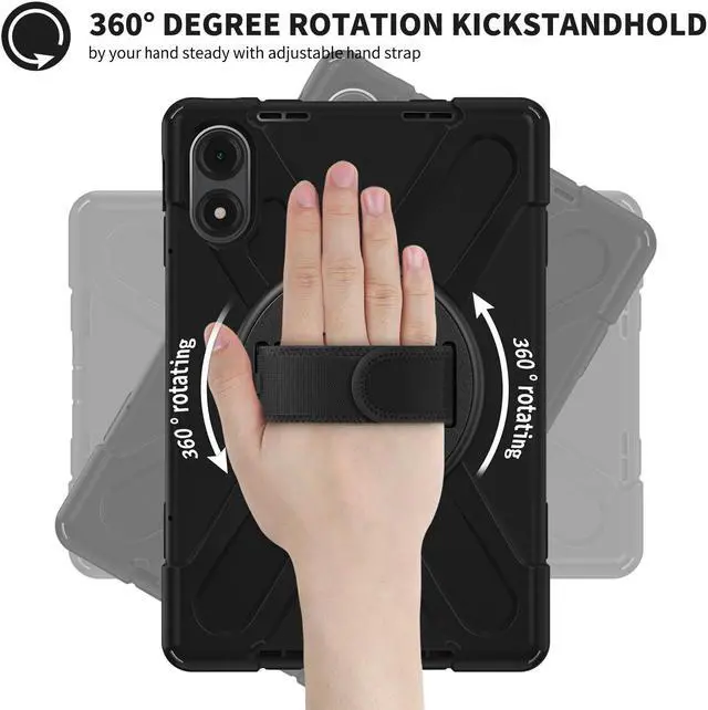 Alt view image 2 of 7 - BONAEVER Case for Xiaomi Redmi Pad Pro 12.1 Inch 2024 / Xiaomi Poco Pad 12.1" Shockproof Cover with Screen Protector Pencil Holder, 360° Rotating Hand Strap & Stand & Shoulder Strap