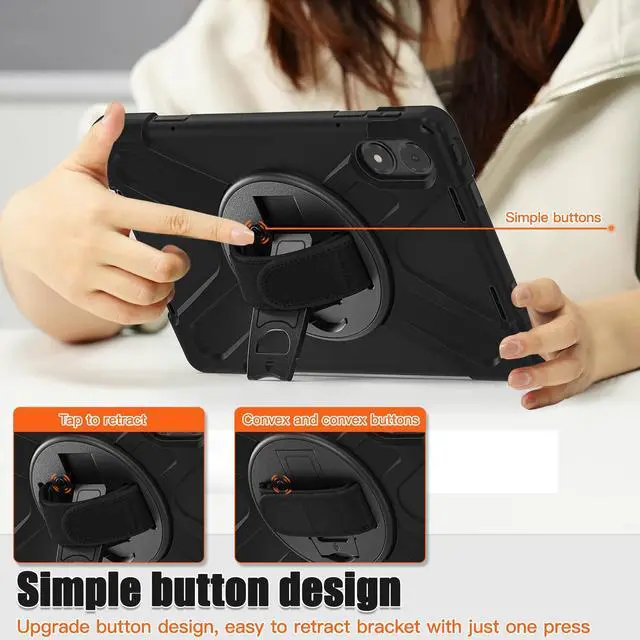 Alt view image 7 of 7 - BONAEVER Case for Xiaomi Redmi Pad Pro 12.1 Inch 2024 / Xiaomi Poco Pad 12.1" Shockproof Cover with Screen Protector Pencil Holder, 360° Rotating Hand Strap & Stand & Shoulder Strap