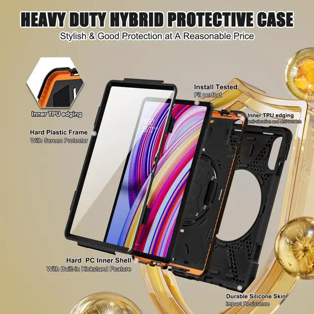Alt view image 5 of 7 - BONAEVER Case for Xiaomi Redmi Pad Pro 12.1 Inch 2024 / Xiaomi Poco Pad 12.1" Shockproof Cover with Screen Protector Pencil Holder, 360° Rotating Hand Strap & Stand & Shoulder Strap
