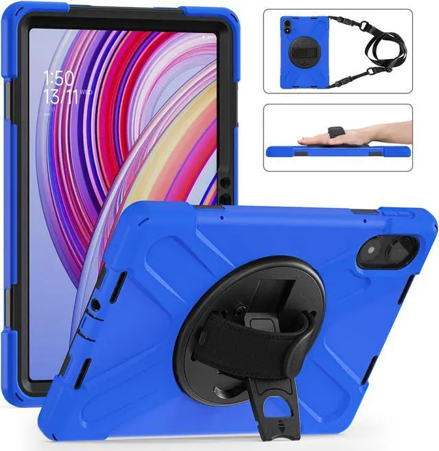 Main image of BONAEVER Case for Xiaomi Redmi Pad Pro 12.1 Inch 2024 / Xiaomi Poco Pad 12.1" Shockproof Cover with Screen Protector Pencil Holder, 360° Rotating Hand Strap & Stand & Shoulder Strap Blue