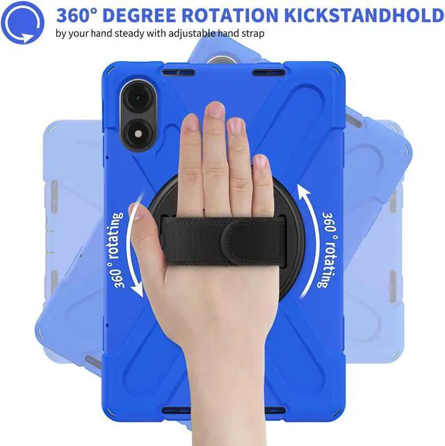 Alt view image 2 of 7 - BONAEVER Case for Xiaomi Redmi Pad Pro 12.1 Inch 2024 / Xiaomi Poco Pad 12.1" Shockproof Cover with Screen Protector Pencil Holder, 360° Rotating Hand Strap & Stand & Shoulder Strap Blue