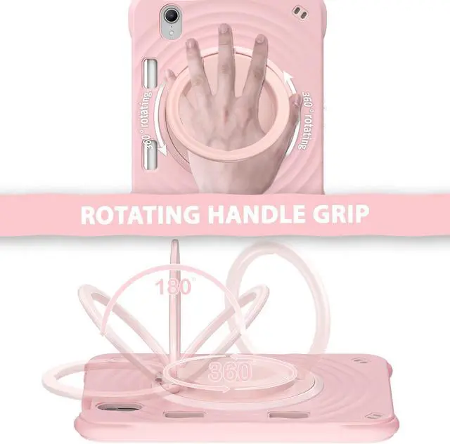 Alt view image 4 of 7 - BONAEVER Shockproof Case for iPad Mini 7 (A17 Pro) 2024 / iPad Mini 6 8.3 inch 2021 Protective Cover with 360° Rotating Stand, Hand/Shoulder Strap, Pencil Holder Pink