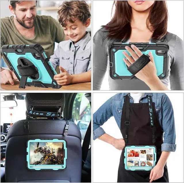 Alt view image 5 of 7 - BONAEVER Case for iPad Mini 7 (A17 Pro) 2024 / iPads Mini 6 8.3" Full-Body Shockproof Protective Case with Screen Protector, 360° Rotating Stand, Hand/Shoulder Strap for iPad Mini 7th/ 6th Generation