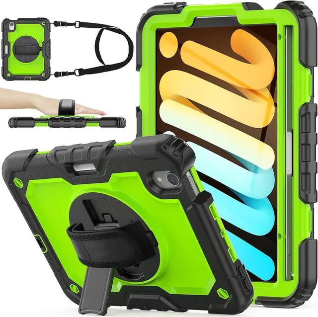 Main image of BONAEVER Case for iPad Mini 7 (A17 Pro) 2024 / iPads Mini 6 8.3" Full-Body Shockproof Protective Case with Screen Protector, 360° Rotating Stand, Hand/Shoulder Strap for iPad Mini 7th/ 6th Generation
