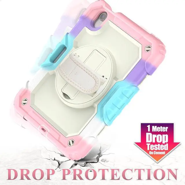 Alt view image 4 of 7 - BONAEVER Case for iPad Mini 7 (A17 Pro) 2024 / iPads Mini 6 8.3" Full-Body Shockproof Protective Case with Screen Protector, 360° Rotating Stand, Hand/Shoulder Strap for iPad Mini 7th/ 6th Generation