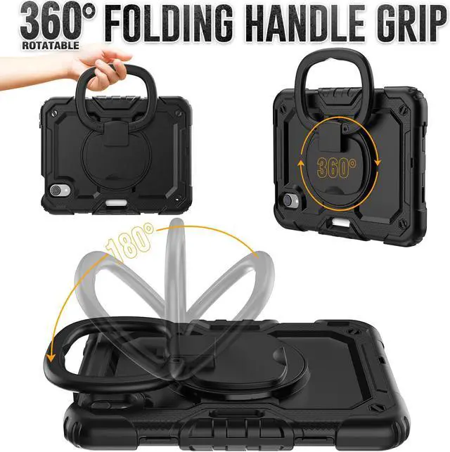 Alt view image 2 of 7 - BONAEVER Case for iPad Mini 7 (A17 Pro) 2024 / iPad Mini 6 8.3'' with Screen Protector Pencil Holder [360 Rotating Hand Strap] &Stand, Drop-Proof Shockproof Cover for iPad Mini 7th/6th Generation 8.3"
