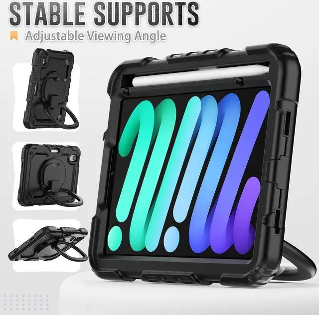 Alt view image 4 of 7 - BONAEVER Case for iPad Mini 7 (A17 Pro) 2024 / iPad Mini 6 8.3'' with Screen Protector Pencil Holder [360 Rotating Hand Strap] &Stand, Drop-Proof Shockproof Cover for iPad Mini 7th/6th Generation 8.3"