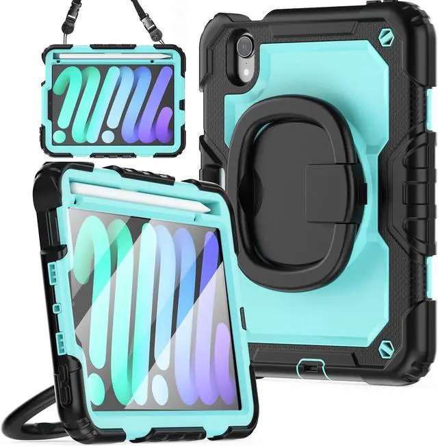 Main image of BONAEVER Case for iPad Mini 7 (A17 Pro) 2024 / iPad Mini 6 8.3'' with Screen Protector Pencil Holder [360 Rotating Hand Strap] &Stand, Drop-Proof Shockproof Cover for iPad Mini 7th/6th Generation 8.3"