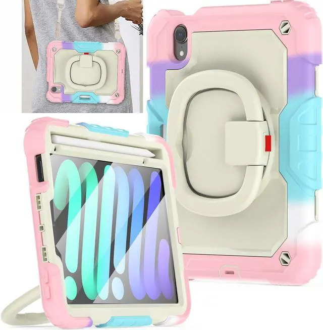 Main image of BONAEVER Case for iPad Mini 7 (A17 Pro) 2024 / iPad Mini 6 8.3'' with Screen Protector Pencil Holder [360 Rotating Hand Strap] &Stand, Drop-Proof Shockproof Cover for iPad Mini 7th/6th Generation 8.3"