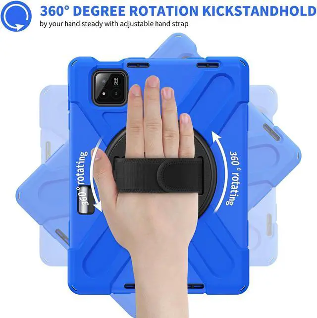 Alt view image 2 of 7 - BONAEVER Case for Xiaomi Mi Pad 7 / Mi Pad 7 Pro 11.2 inch Released 2024, Shockproof Cover with 360 Rotate Stand Hand Strap Shoulder Strap Pencil Holder Protective Cover Blue