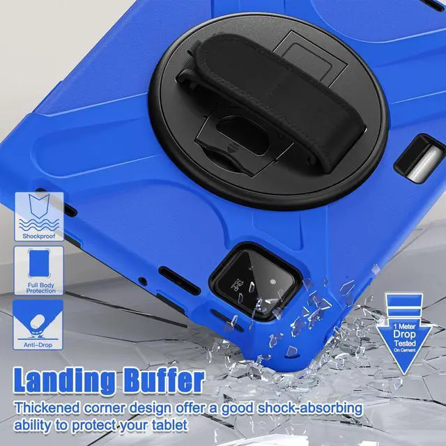 Alt view image 4 of 7 - BONAEVER Case for Xiaomi Mi Pad 7 / Mi Pad 7 Pro 11.2 inch Released 2024, Shockproof Cover with 360 Rotate Stand Hand Strap Shoulder Strap Pencil Holder Protective Cover Blue