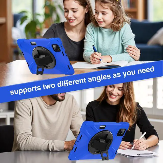 Alt view image 5 of 7 - BONAEVER Case for Xiaomi Mi Pad 7 / Mi Pad 7 Pro 11.2 inch Released 2024, Shockproof Cover with 360 Rotate Stand Hand Strap Shoulder Strap Pencil Holder Protective Cover Blue