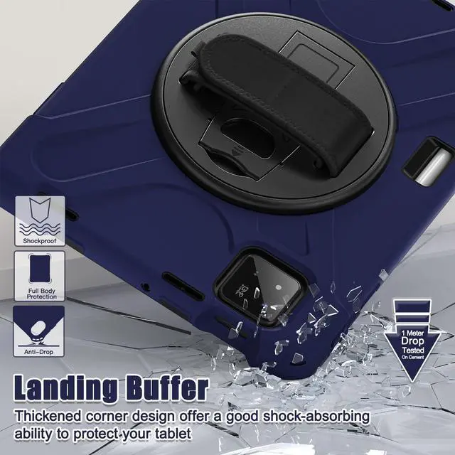 Alt view image 4 of 7 - BONAEVER Case for Xiaomi Mi Pad 7 / Mi Pad 7 Pro 11.2 inch Released 2024, Shockproof Cover with 360 Rotate Stand Hand Strap Shoulder Strap Pencil Holder Protective Cover Navy Blue