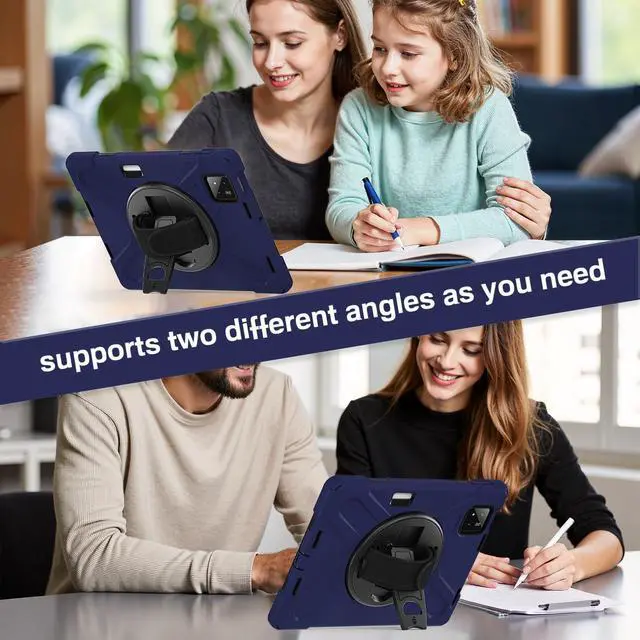 Alt view image 5 of 7 - BONAEVER Case for Xiaomi Mi Pad 7 / Mi Pad 7 Pro 11.2 inch Released 2024, Shockproof Cover with 360 Rotate Stand Hand Strap Shoulder Strap Pencil Holder Protective Cover Navy Blue