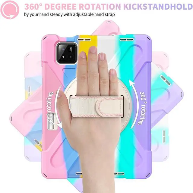 Alt view image 2 of 7 - BONAEVER Case for Xiaomi Mi Pad 7 / Mi Pad 7 Pro 11.2 inch Released 2024,  Shockproof Cover with 360 Rotate Stand Hand Strap Shoulder Strap Pencil Holder Protective Cover Pink
