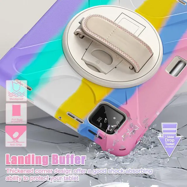 Alt view image 3 of 7 - BONAEVER Case for Xiaomi Mi Pad 7 / Mi Pad 7 Pro 11.2 inch Released 2024,  Shockproof Cover with 360 Rotate Stand Hand Strap Shoulder Strap Pencil Holder Protective Cover Pink