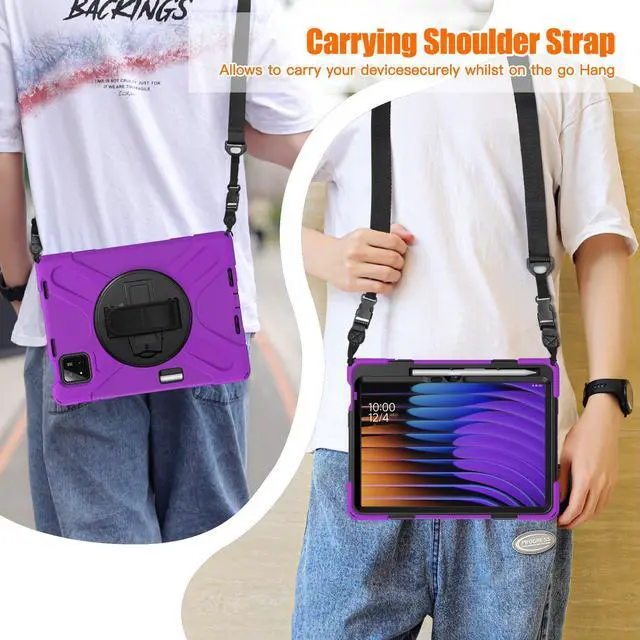 Alt view image 5 of 7 - BONAEVER Case for Xiaomi Mi Pad 7 / Mi Pad 7 Pro 11.2 inch Released 2024, Shockproof Cover with 360 Rotate Stand Hand Strap Shoulder Strap Pencil Holder Protective Cover Purple