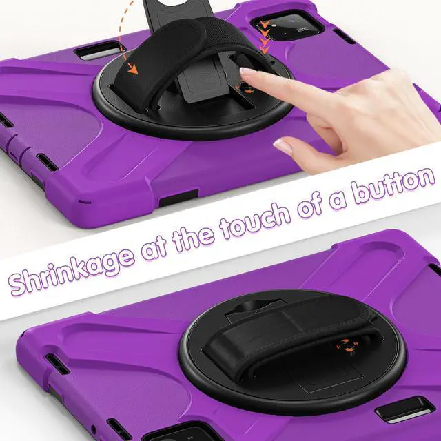 Alt view image 6 of 7 - BONAEVER Case for Xiaomi Mi Pad 7 / Mi Pad 7 Pro 11.2 inch Released 2024, Shockproof Cover with 360 Rotate Stand Hand Strap Shoulder Strap Pencil Holder Protective Cover Purple