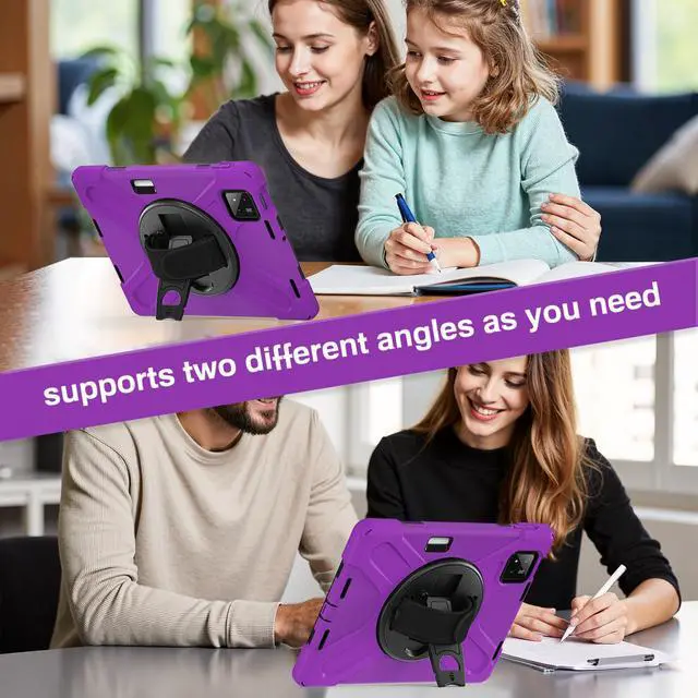 Alt view image 4 of 7 - BONAEVER Case for Xiaomi Mi Pad 7 / Mi Pad 7 Pro 11.2 inch Released 2024, Shockproof Cover with 360 Rotate Stand Hand Strap Shoulder Strap Pencil Holder Protective Cover Purple