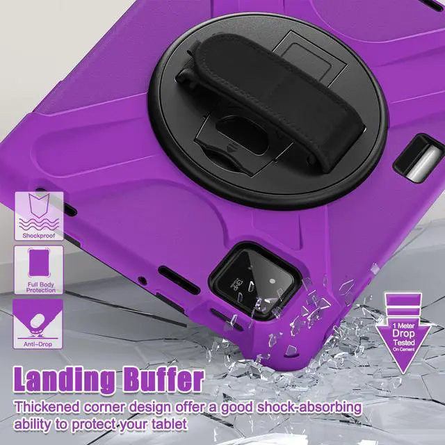Alt view image 3 of 7 - BONAEVER Case for Xiaomi Mi Pad 7 / Mi Pad 7 Pro 11.2 inch Released 2024, Shockproof Cover with 360 Rotate Stand Hand Strap Shoulder Strap Pencil Holder Protective Cover Purple