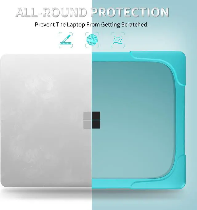 Alt view image 6 of 7 - BONAEVER Case for 13.8 Inch Microsoft Surface Laptop 7 2024 Model 2036, Heavy Duty Plastic Hard Shell Laptop Cover with Kickstand, Keyboard Skin, Screen Protector Blue