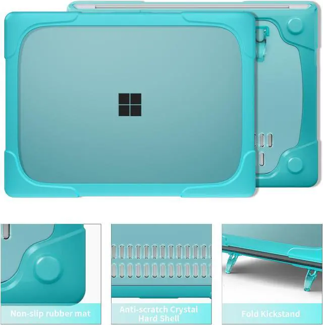 Alt view image 7 of 7 - BONAEVER Case for 13.8 Inch Microsoft Surface Laptop 7 2024 Model 2036, Heavy Duty Plastic Hard Shell Laptop Cover with Kickstand, Keyboard Skin, Screen Protector Blue