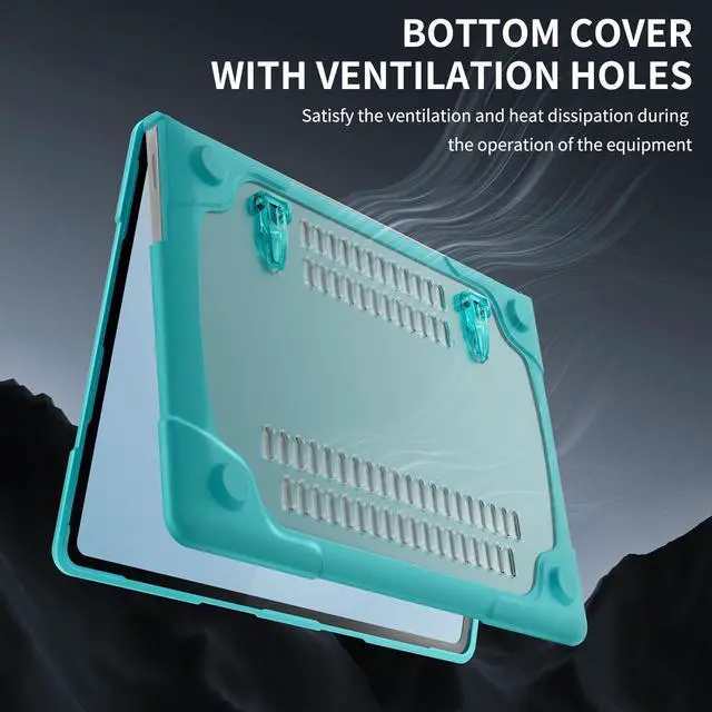 Alt view image 4 of 7 - BONAEVER Case for 13.8 Inch Microsoft Surface Laptop 7 2024 Model 2036, Heavy Duty Plastic Hard Shell Laptop Cover with Kickstand, Keyboard Skin, Screen Protector Blue